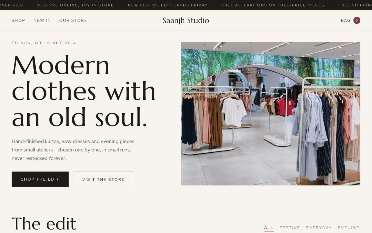 The Saanjh Studio demo homepage