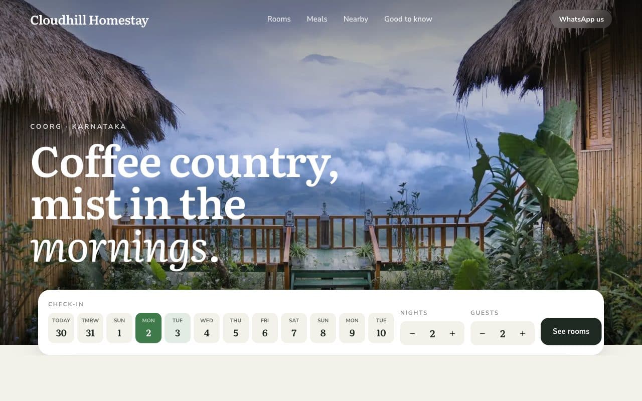 Homestay & Guesthouse Website demo