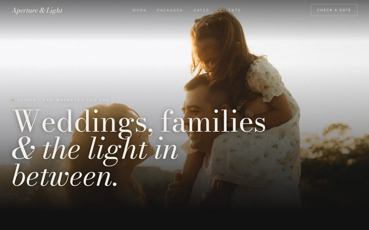 The Aperture & Light demo homepage