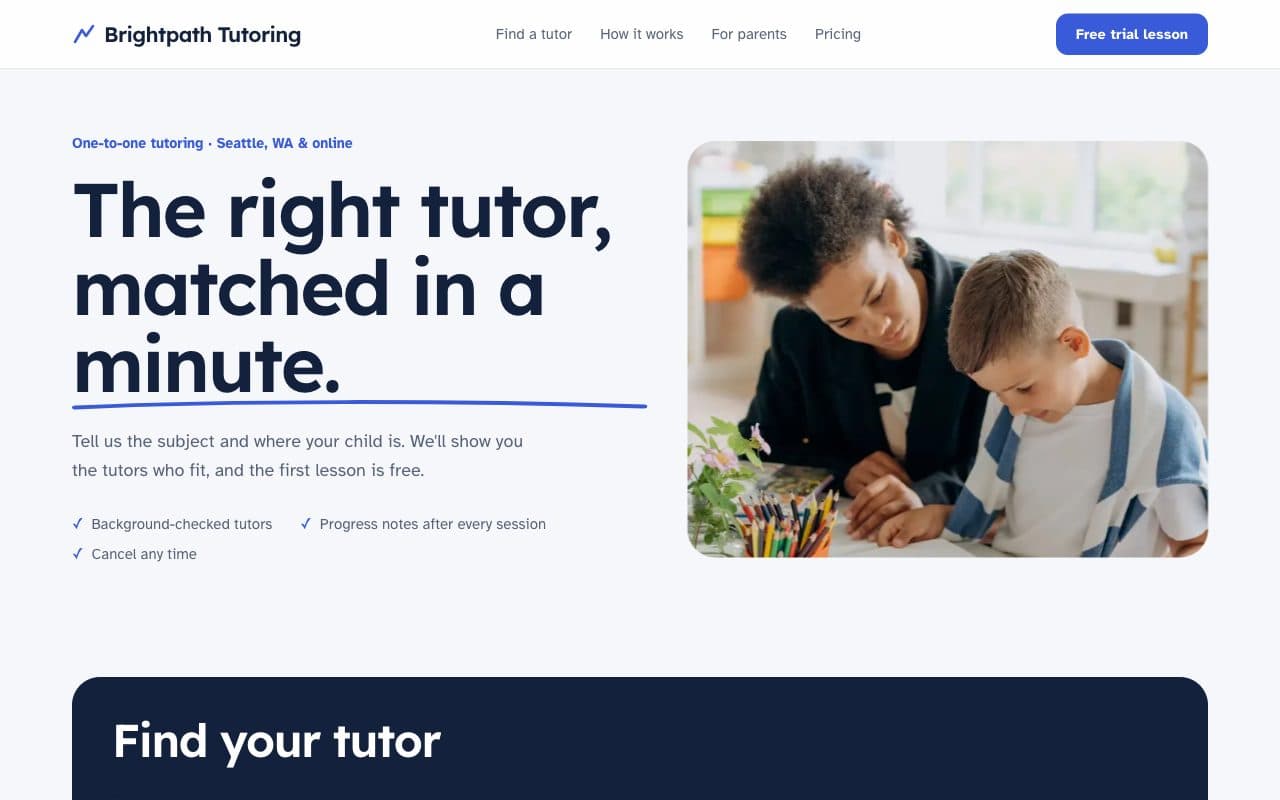 Private Tutor & Tutoring Website demo
