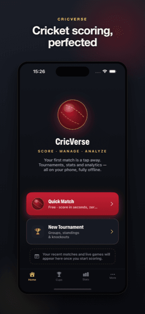 CricVerse app screenshot