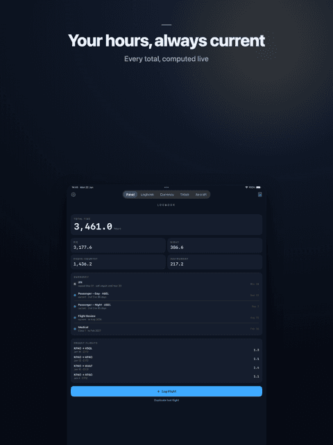 Logbook app shown on iPhone