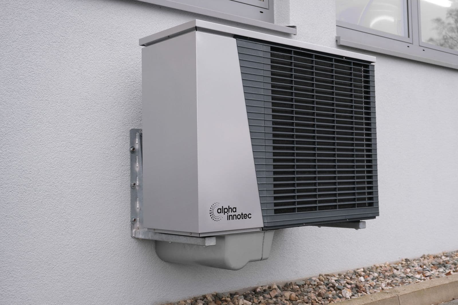 A newly installed outdoor condenser